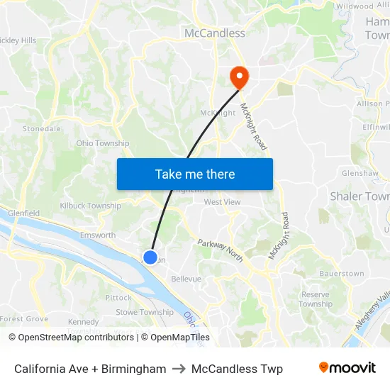 California Ave + Birmingham to McCandless Twp map