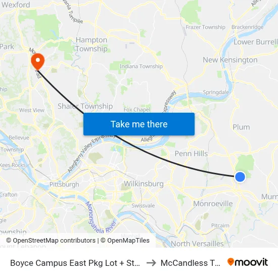 Boyce Campus East Pkg Lot + Steps to McCandless Twp map