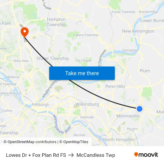 Lowes Dr + Fox Plan Rd FS to McCandless Twp map