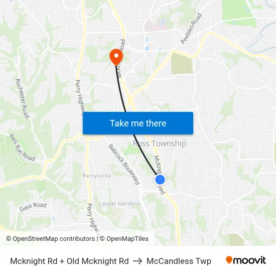 Mcknight Rd + Old Mcknight Rd to McCandless Twp map