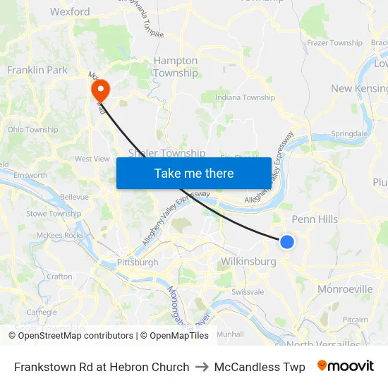 Frankstown Rd at Hebron Church to McCandless Twp map