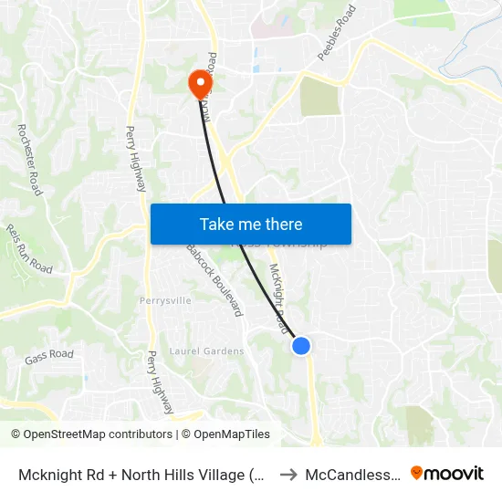 Mcknight Rd + North Hills Village (North Ent) to McCandless Twp map