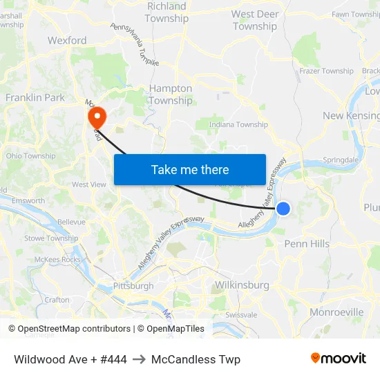 Wildwood Ave + #444 to McCandless Twp map
