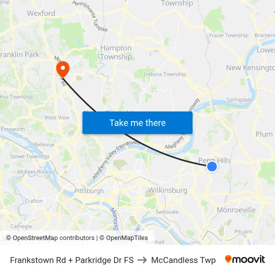 Frankstown Rd + Parkridge Dr FS to McCandless Twp map