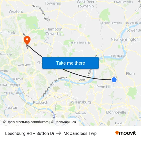Leechburg Rd + Sutton Dr to McCandless Twp map