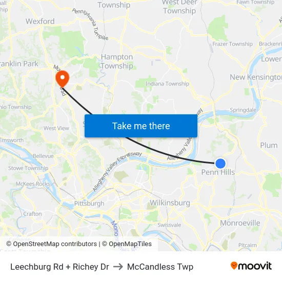 Leechburg Rd + Richey Dr to McCandless Twp map