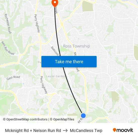 Mcknight Rd + Nelson Run Rd to McCandless Twp map