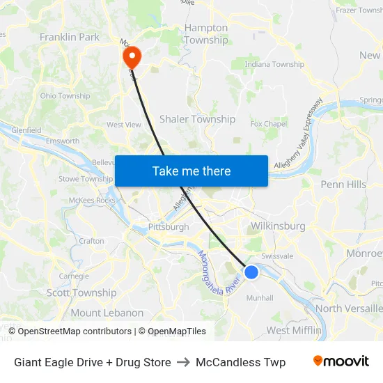 Giant Eagle Drive + Drug Store to McCandless Twp map