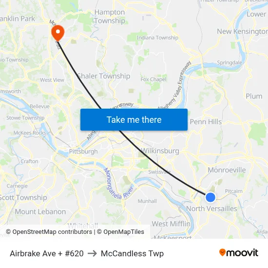 Airbrake Ave + #620 to McCandless Twp map