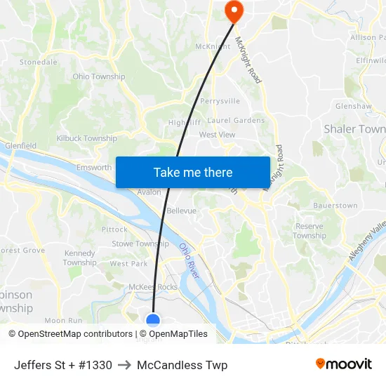 Jeffers St + #1330 to McCandless Twp map