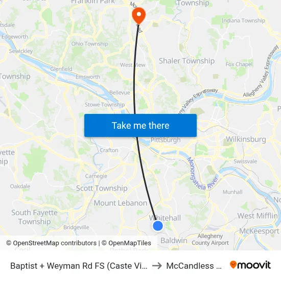 Baptist + Weyman Rd FS (Caste Village) to McCandless Twp map