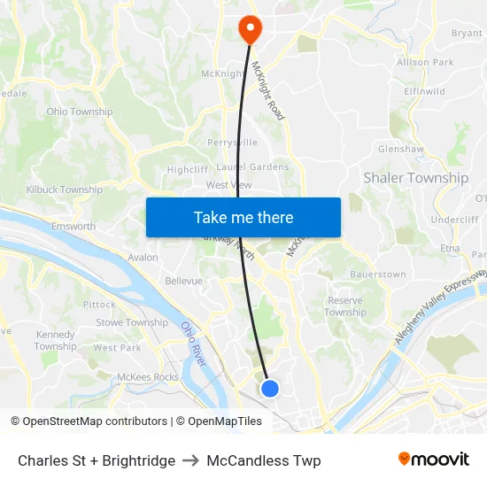 Charles St + Brightridge to McCandless Twp map