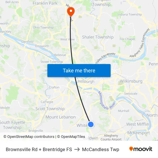 Brownsville Rd + Brentridge FS to McCandless Twp map