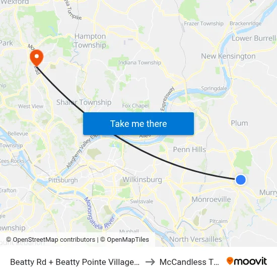 Beatty Rd + Beatty Pointe Village FS to McCandless Twp map