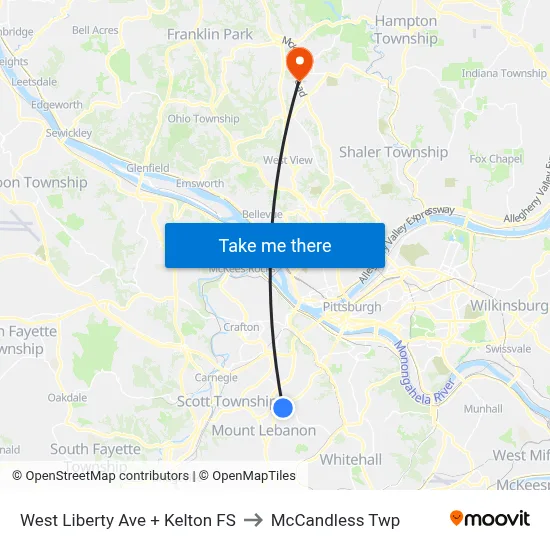 West Liberty Ave + Kelton FS to McCandless Twp map