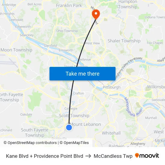 Kane Blvd + Providence Point Blvd to McCandless Twp map