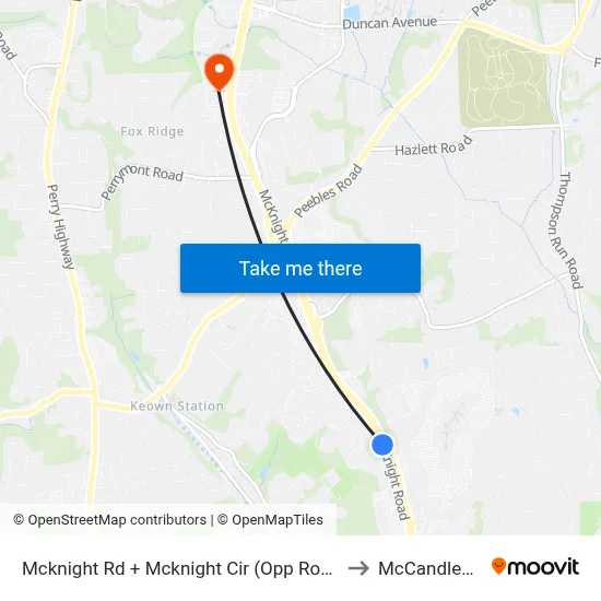 Mcknight Rd + Mcknight Cir (Opp Ross Park Mall Dr) to McCandless Twp map