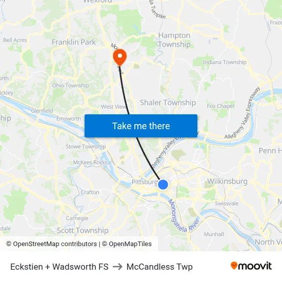 Eckstien + Wadsworth FS to McCandless Twp map