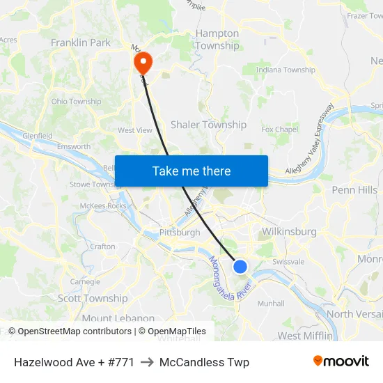Hazelwood Ave + #771 to McCandless Twp map