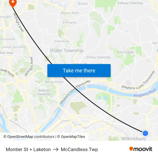 Montier St + Laketon to McCandless Twp map