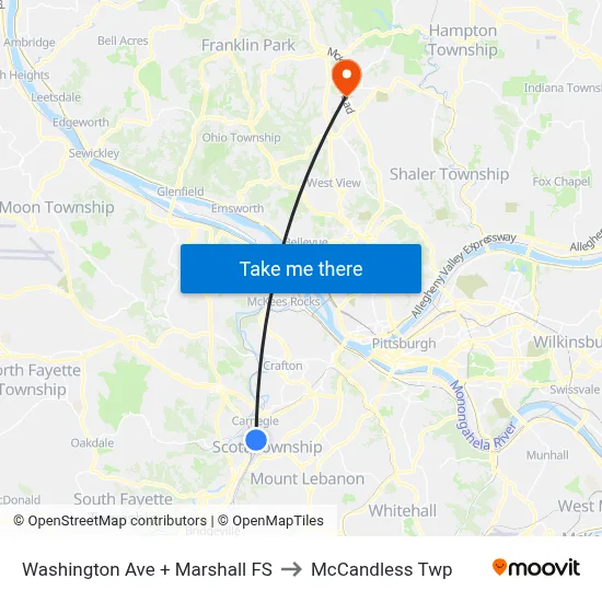 Washington Ave + Marshall FS to McCandless Twp map