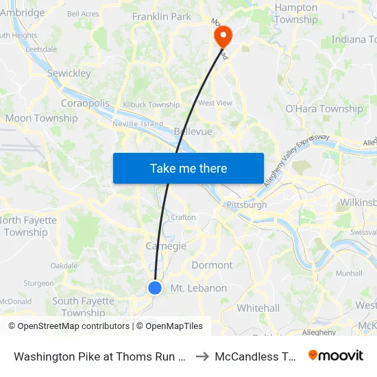 Washington Pike at Thoms Run Rd to McCandless Twp map