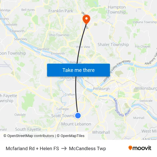 Mcfarland Rd + Helen FS to McCandless Twp map