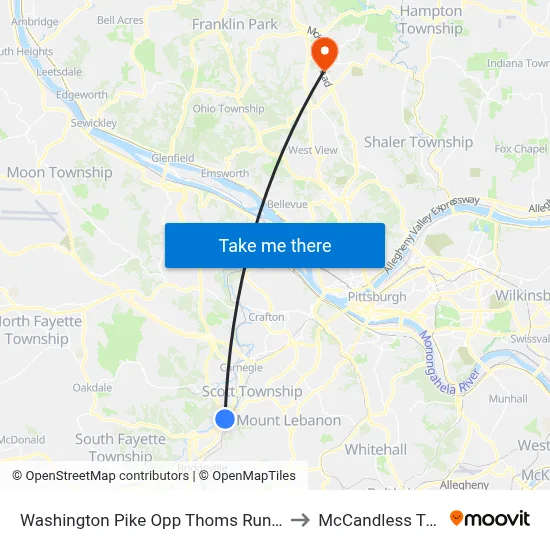 Washington Pike Opp Thoms Run Rd to McCandless Twp map
