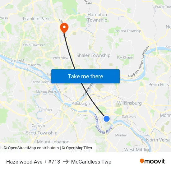 Hazelwood Ave + #713 to McCandless Twp map