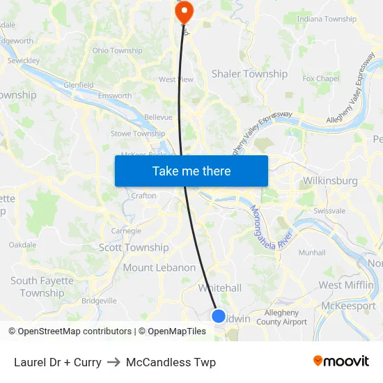 Laurel Dr + Curry to McCandless Twp map