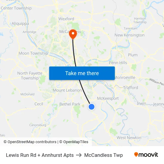 Lewis Run Rd + Annhurst Apts to McCandless Twp map