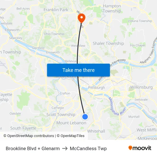 Brookline Blvd + Glenarm to McCandless Twp map