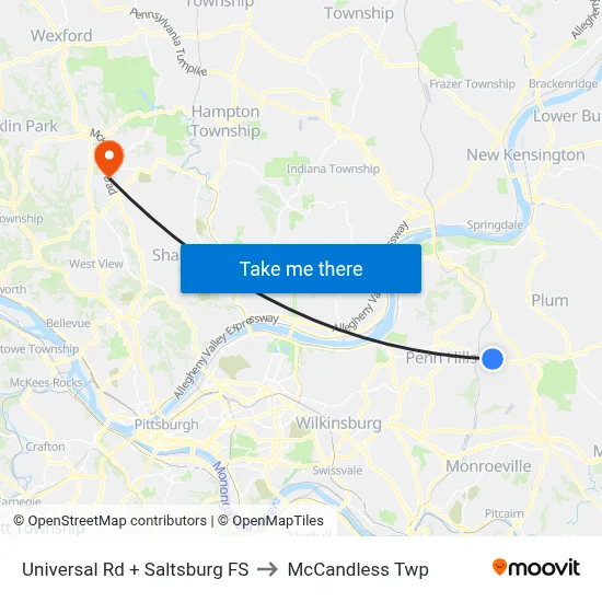 Universal Rd + Saltsburg FS to McCandless Twp map