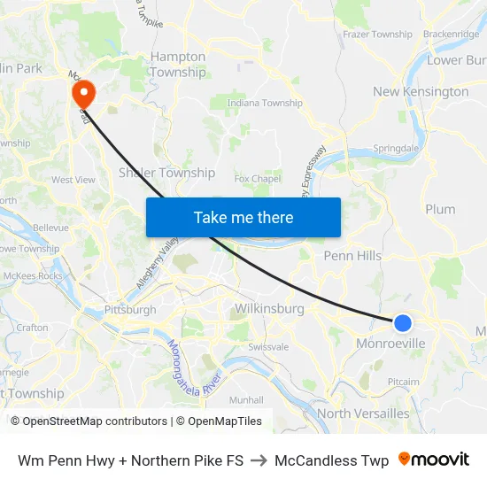 Wm Penn Hwy + Northern Pike FS to McCandless Twp map