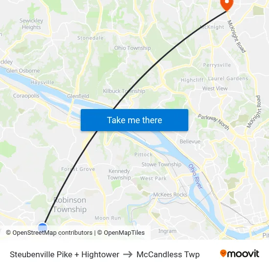 Steubenville Pike + Hightower to McCandless Twp map