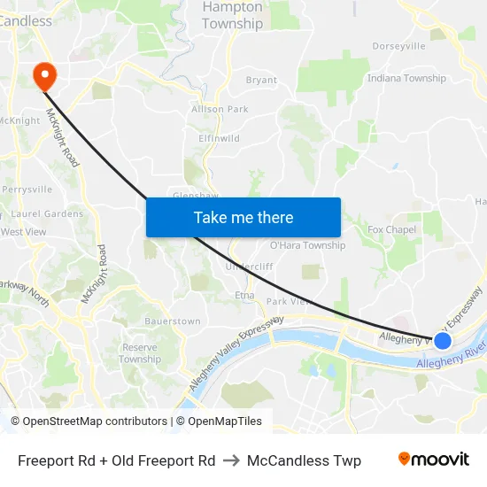 Freeport Rd + Old Freeport Rd to McCandless Twp map