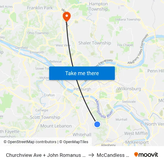 Churchview Ave + John Romanus Dr FS to McCandless Twp map