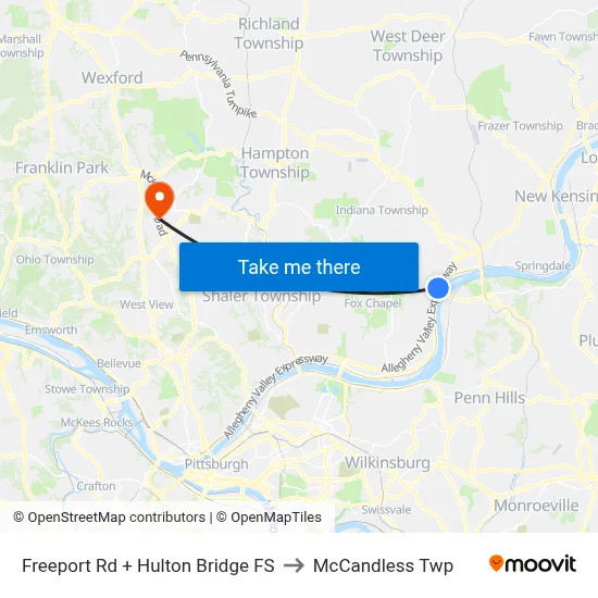 Freeport Rd + Hulton Bridge FS to McCandless Twp map