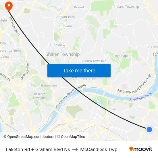 Laketon Rd + Graham Blvd Ns to McCandless Twp map