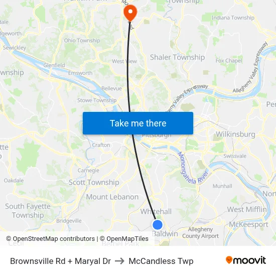 Brownsville Rd + Maryal Dr to McCandless Twp map