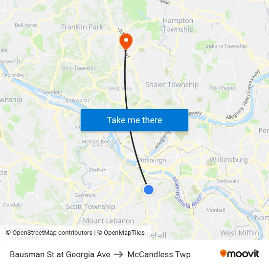 Bausman St at Georgia Ave to McCandless Twp map