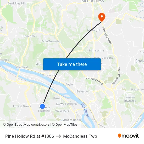Pine Hollow Rd at #1806 to McCandless Twp map