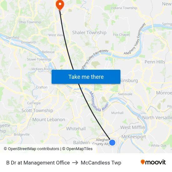 B Dr at Management Office to McCandless Twp map