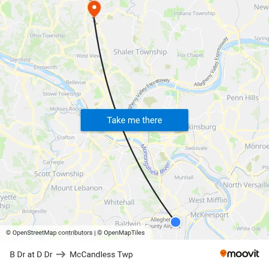 B Dr at D Dr to McCandless Twp map