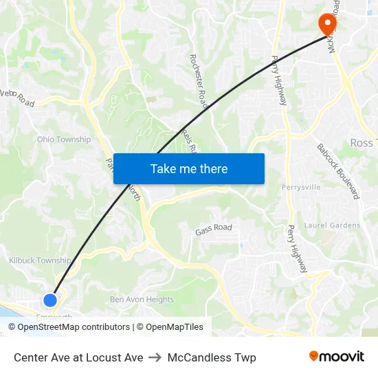 Center Ave at Locust Ave to McCandless Twp map