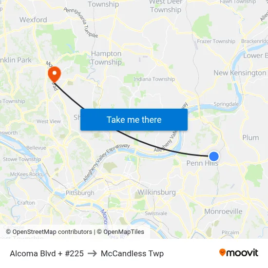 Alcoma Blvd + #225 to McCandless Twp map