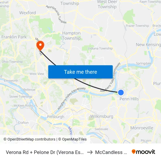 Verona Rd + Pelone Dr (Verona Estates) to McCandless Twp map