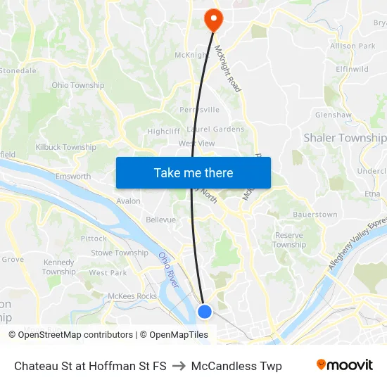 Chateau St at Hoffman St FS to McCandless Twp map