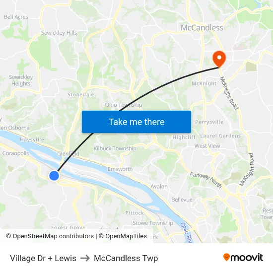 Village Dr + Lewis to McCandless Twp map