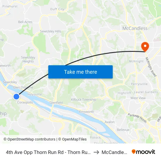 4th Ave Opp Thorn Run Rd - Thorn Run Park And Ride to McCandless Twp map